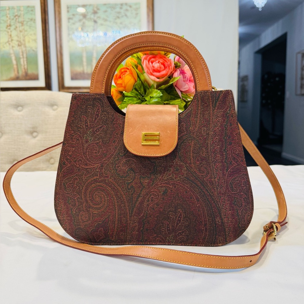 Authentic Etro Brown Paisley Handbag/Shoulder Bag